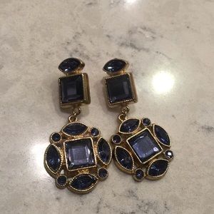 Blue and gold drop earrings